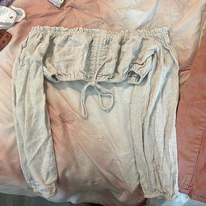 Tan crop top beach linen